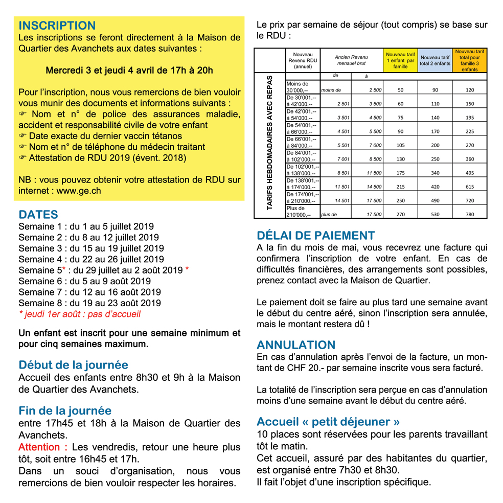 Infos MQ Avanchets